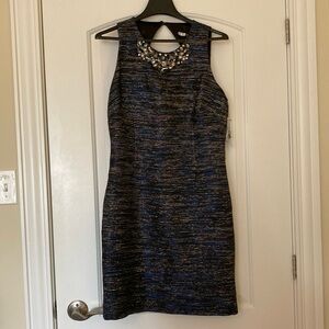 Laundry By Shelli Segal Blue Silver Sparkle Dress Size 10 NWT